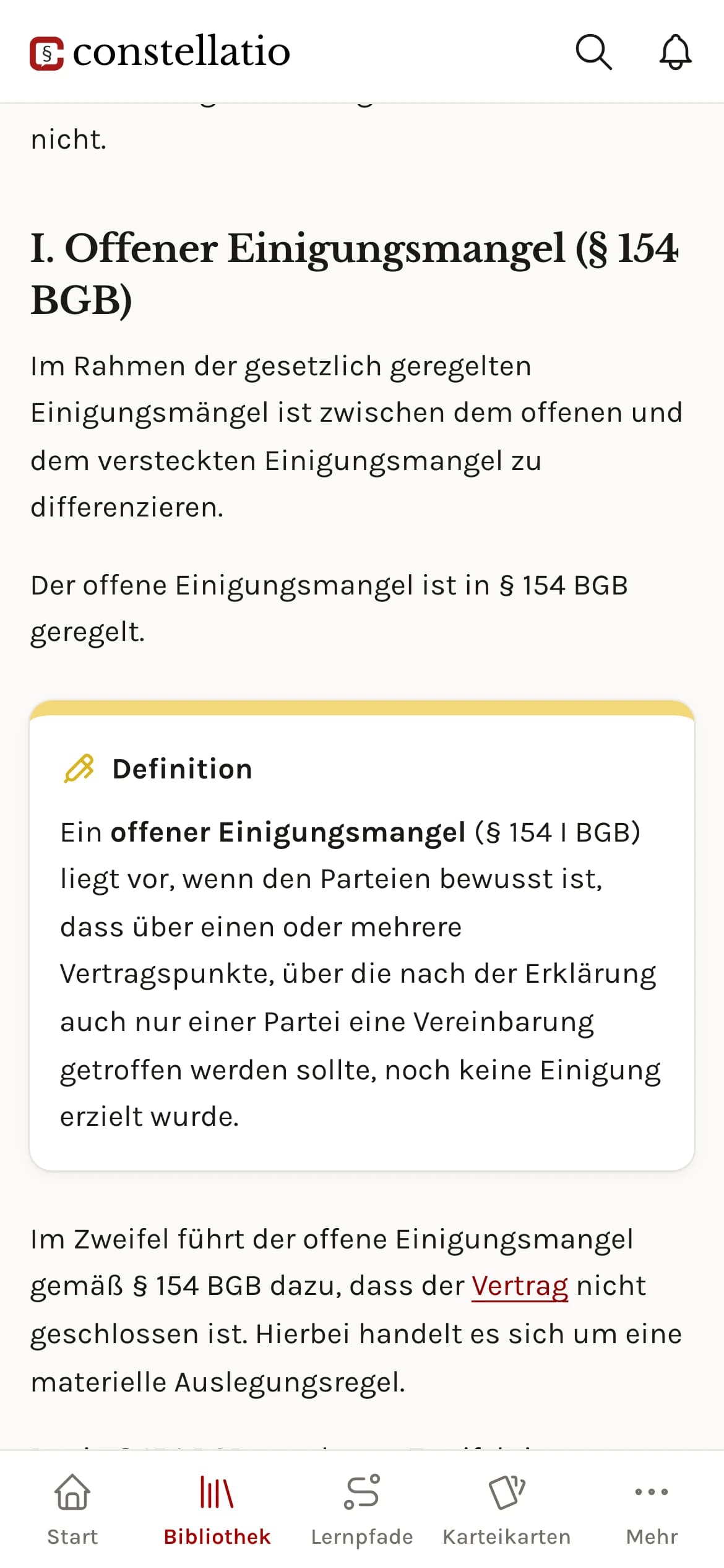 Ein Artikel in der App auf dem Smartphone